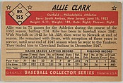 Allie Clark, Outfield, Philadelphia Athletics, from Collector Series, Colors set, series 7 (R406-7) issued by Bowman Gum, Issued by Bowman Gum Company, Commercial color lithograph