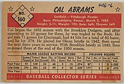 Cal Abrams, Outfield, Pittsburgh Pirates, from Collector Series, Colors set, series 7 (R406-7) issued by Bowman Gum, Issued by Bowman Gum Company, Commercial color lithograph