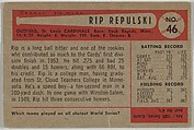 Eldon Repulski, Outfield, St. Louis Cardinals, from Name on Bat series, series 9 (R406-9) issued by Bowman Gum, Issued by Bowman Gum Company, Commercial color lithograph