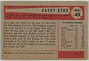 Harry Byrd, Pitcher, New York Yankees, from Name on Bat series, series 9 (R406-9) issued by Bowman Gum, Issued by Bowman Gum Company, Commercial color lithograph