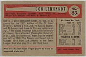 Don Lenhardt, Outfield, Baltimore Orioles, from Name on Bat series, series 9 (R406-9) issued by Bowman Gum, Issued by Bowman Gum Company, Commercial color lithograph