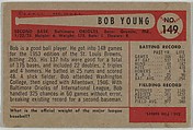 Bob Young, 2nd Base, Baltimore Orioles, from Name on Bat series, series 9 (R406-9) issued by Bowman Gum, Issued by Bowman Gum Company, Commercial color lithograph