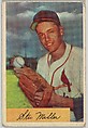 Stu Miller, Pitcher, St. Louis Cardinals, from Name on Bat series, series 9 (R406-9) issued by Bowman Gum, Issued by Bowman Gum Company, Commercial color lithograph