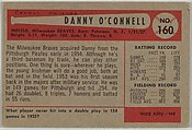 Danny O'Connell, Infield, Milwaukee Braves, from Name on Bat series, series 9 (R406-9) issued by Bowman Gum, Issued by Bowman Gum Company, Commercial color lithograph