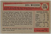 Del Wilber, Catcher, Boston RED SOX, from Name on Bat series, series 9 (R406-9) issued by Bowman Gum, Issued by Bowman Gum Company, Commercial color lithograph