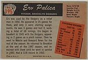 Erv Palica, Pitcher, Brooklyn Dodgers, from Color TV Set series, series 10 (R406-10) issued by Bowman Gum, Issued by Bowman Gum Company, Commercial color lithograph