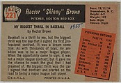 Hector "Skinny" Brown, Pitcher, Boston Red Sox, from Color TV Set series, series 10 (R406-10) issued by Bowman Gum, Issued by Bowman Gum Company, Commercial color lithograph