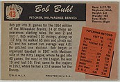 Bob Buhl, Pitcher, Milwaukee Braves, from Color TV Set series, series 10 (R406-10) issued by Bowman Gum, Issued by Bowman Gum Company, Commercial color lithograph