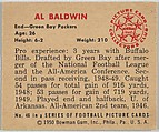 Card Number 46, Al Baldwin, End, Green Bay Packers, from the Bowman Football series (R407-2) issued by Bowman Gum, Issued by Bowman Gum Company, Commercial color lithograph