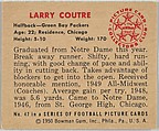 Card Number 47, Larry Coutre, Halfback, Green Bay Packers, from the Bowman Football series (R407-2) issued by Bowman Gum, Issued by Bowman Gum Company, Commercial color lithograph