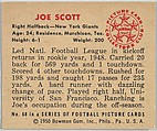 Card Number 68, Joe Scott, Right Halfback, New York Giants, from the Bowman Football series (R407-2) issued by Bowman Gum, Issued by Bowman Gum Company, Commercial color lithograph