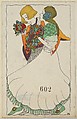 Fashionable Couple, Anonymous, Austrian, Viennese, 20th century, Color lithograph