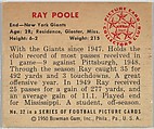 Card Number 32, Ray Poole, End, New York Giants, from the Bowman Football series (R407-2) issued by Bowman Gum, Issued by Bowman Gum Company, Commercial color lithograph