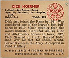 Card Number 86, Dick Hoerner, Fullback, Los Angeles Rams, from the Bowman Football series (R407-2) issued by Bowman Gum, Issued by Bowman Gum Company, Commercial color lithograph