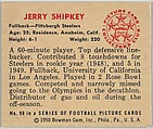 Card Number 90, Jerry Shipkey, Fullback, Pittsburg Steelers, from the Bowman Football series (R407-2) issued by Bowman Gum, Issued by Bowman Gum Company, Commercial color lithograph