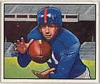 Card Number 142, Bill Swiacki, End, New York Giants, from the Bowman Football series (R407-2) issued by Bowman Gum, Issued by Bowman Gum Company, Commercial color lithograph