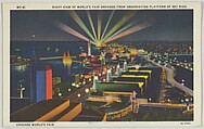 Night View of World’s Fair Grounds from Observation Platform of Sky Ride, Chicago World’s Fair, Max Rigot Selling Company, Offset lithograph