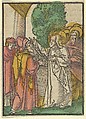 Parable of the Pharisees and the Tax-Collector, from Das Plenarium, Hans Schäufelein German, Woodcut (hand-colored)