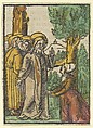 Christ and the Woman Issuing Blood, from Das Plenarium, Hans Schäufelein German, Woodcut (hand-colored)