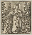 The Madonna of Mercy, from Hymmelwagen auff dem, wer wol lebt..., Hans Schäufelein German, Woodcut