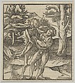 A Young Man Seized by Death, from Hymmelwagen auff dem, wer wol lebt..., Hans Schäufelein German, Woodcut