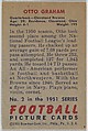 Card Number 2, Otto Graham, Quarterback, Cleveland Browns, from the Bowman Football series (R407-3) issued by Bowman Gum, Issued by Bowman Gum Company, Commercial color lithograph