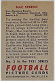 Card Number 3, Mac Speedie, End, Cleveland Browns, from the Bowman Football series (R407-3) issued by Bowman Gum, Issued by Bowman Gum Company, Commercial color lithograph