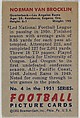 Card Number 4, Norman Van Brocklin, Quarterback, Los Angeles Rams, from the Bowman Football series (R407-3) issued by Bowman Gum, Issued by Bowman Gum Company, Commercial color lithograph