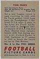 Card Number 6, Tom Fears, End, Los Angeles Rams, from the Bowman Football series (R407-3) issued by Bowman Gum, Issued by Bowman Gum Company, Commercial color lithograph