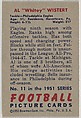 Card Number 11, Al "Whitey" Wistert, Tackle, Philadelphia Eagles, from the Bowman Football series (R407-3) issued by Bowman Gum, Issued by Bowman Gum Company, Commercial color lithograph