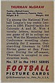 Card Number 27, Thurman McGraw, Tackle, Detroit Lions, from the Bowman Football series (R407-3) issued by Bowman Gum, Issued by Bowman Gum Company, Commercial color lithograph