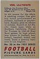 Card Number 33, Verl Lillywhite, Fullback, San Francisco 49ers, from the Bowman Football series (R407-3) issued by Bowman Gum, Issued by Bowman Gum Company, Commercial color lithograph