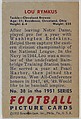 Card Number 38, Lou Rymkus, Tackle, from the Bowman Football series (R407-3) issued by Bowman Gum, Issued by Bowman Gum Company, Commercial color lithograph