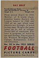 Card Number 50, Ray Bray, Guard, Chicago Bears, from the Bowman Football series (R407-3) issued by Bowman Gum, Issued by Bowman Gum Company, Commercial color lithograph