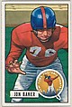 Card Number 57, Jon Baker, Guard, New York Giants, from the Bowman Football series (R407-3) issued by Bowman Gum, Issued by Bowman Gum Company, Commercial color lithograph