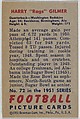 Card Number 72, Harry "Rags" Gilmer, Quarterback, Washington Redskins, from the Bowman Football series (R407-3) issued by Bowman Gum, Issued by Bowman Gum Company, Commercial color lithograph