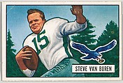 Card Number 10, Steve Van Buren, Halfback, Philadelphia Eagles, from the Bowman Football series (R407-3) issued by Bowman Gum, Issued by Bowman Gum Company, Commercial color lithograph