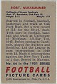 Card Number 66, Robert Nussbaumer, Halfback, Chicago Cardinals, from the Bowman Football series (R407-3) issued by Bowman Gum, Issued by Bowman Gum Company, Commercial color lithograph