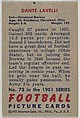 Card Number 73, Dante Lavelli, End, Cleveland Browns, from the Bowman Football series (R407-3) issued by Bowman Gum, Issued by Bowman Gum Company, Commercial color lithograph