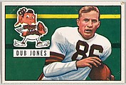 Card Number 74, Dub Jones, Halfback, Cleveland Browns, from the Bowman Football series (R407-3) issued by Bowman Gum, Issued by Bowman Gum Company, Commercial color lithograph
