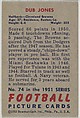 Card Number 74, Dub Jones, Halfback, Cleveland Browns, from the Bowman Football series (R407-3) issued by Bowman Gum, Issued by Bowman Gum Company, Commercial color lithograph