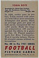 Card Number 88, Tobin Rote, Quarterback, Green Bay Packers, from the Bowman Football series (R407-3) issued by Bowman Gum, Issued by Bowman Gum Company, Commercial color lithograph