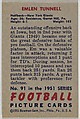 Card Number 91, Emlen Tunnell, Halfback, New York Giants, from the Bowman Football series (R407-3) issued by Bowman Gum, Issued by Bowman Gum Company, Commercial color lithograph