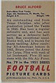 Card Number 79, Bruce Alford, End, New York Yanks, from the Bowman Football series (R407-3) issued by Bowman Gum, Issued by Bowman Gum Company, Commercial color lithograph