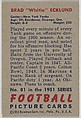 Card Number 81, Brad "Whitie" Ecklund, Center, New York Yanks, from the Bowman Football series (R407-3) issued by Bowman Gum, Issued by Bowman Gum Company, Commercial color lithograph