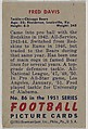 Card Number 86, Fred Davis, Tackle, Chicago Bears, from the Bowman Football series (R407-3) issued by Bowman Gum, Issued by Bowman Gum Company, Commercial color lithograph