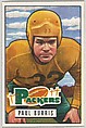 Card Number 89, Paul Burris, Guard, Green Bay Packers, from the Bowman Football series (R407-3) issued by Bowman Gum, Issued by Bowman Gum Company, Commercial color lithograph