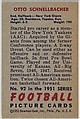 Card Number 92, Otto Schnellbacher, End and Halfback, New York Giants, from the Bowman Football series (R407-3) issued by Bowman Gum, Issued by Bowman Gum Company, Commercial color lithograph