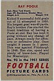 Card Number 93, Ray Poole, End, New York Giants, from the Bowman Football series (R407-3) issued by Bowman Gum, Issued by Bowman Gum Company, Commercial color lithograph