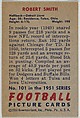 Card Number 101, Robert Smith, Halfback, Detroit Lions, from the Bowman Football series (R407-3) issued by Bowman Gum, Issued by Bowman Gum Company, Commercial color lithograph